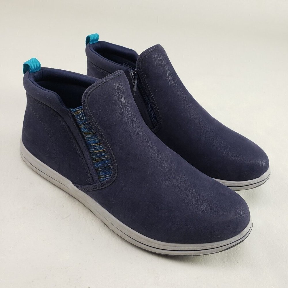 Clarks Breeze Clover Ankle Boots Womens 10 Blue Side Zip Cloudstepper Casual